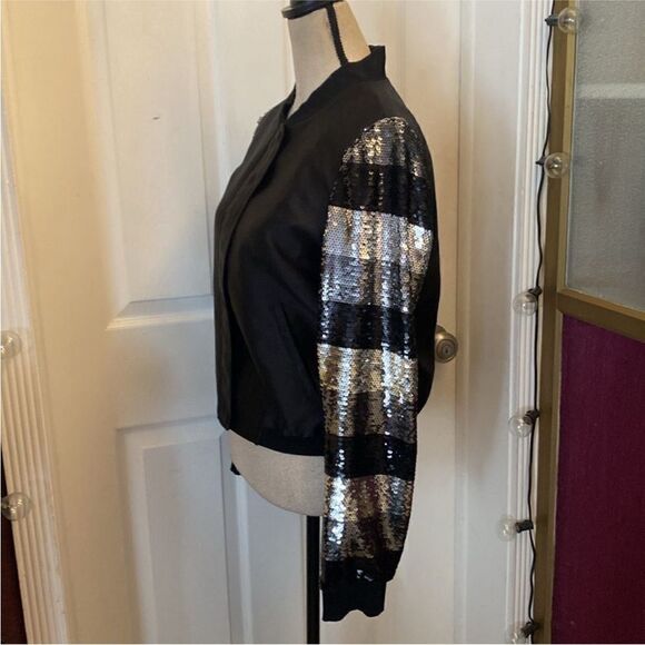 Sachin + Babi Black and Silver Sequin Bomber Jacket - Picture 5 of 9
